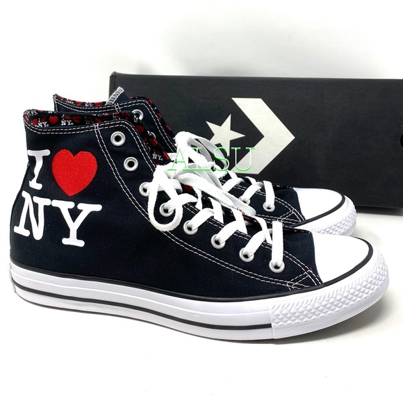 Converse Ctas High Top I❤️NY Canvas Black Shoes Men’s Size Sneakers 161183F - Picture 6 of 12